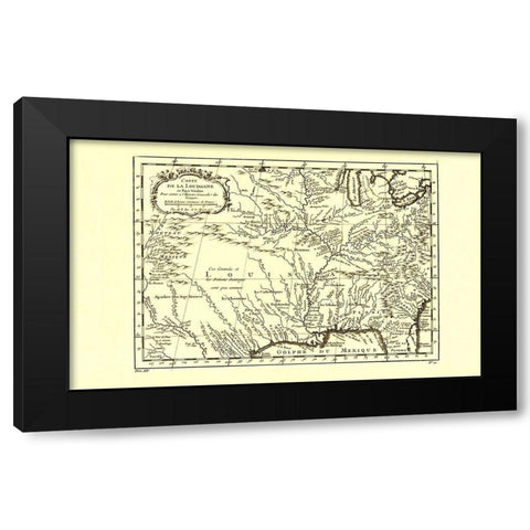 Louisiana with Neighboring Countries - 1757 Black Modern Wood Framed Art Print with Double Matting by Unknown