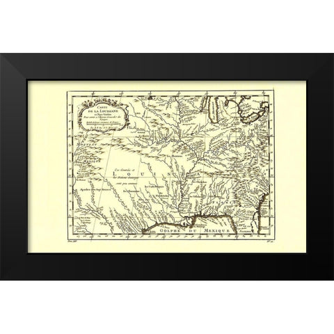 Louisiana with Neighboring Countries - 1757 Black Modern Wood Framed Art Print by Unknown