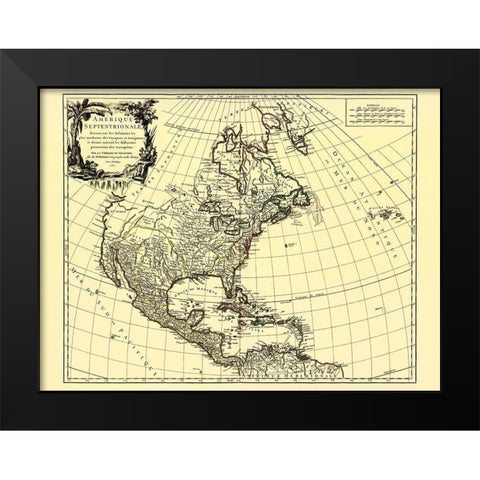 European Possessions North America - Vaugondy 1750 Black Modern Wood Framed Art Print by Vaugondy