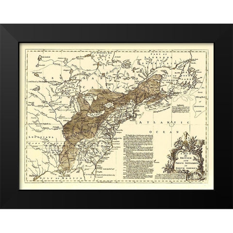 British French Settlements 1750 Black Modern Wood Framed Art Print by Unknown