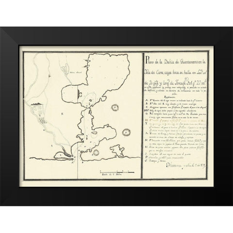 Plan of Guantanamo Bay On the Island of Cuba 1751 Black Modern Wood Framed Art Print by Unknown