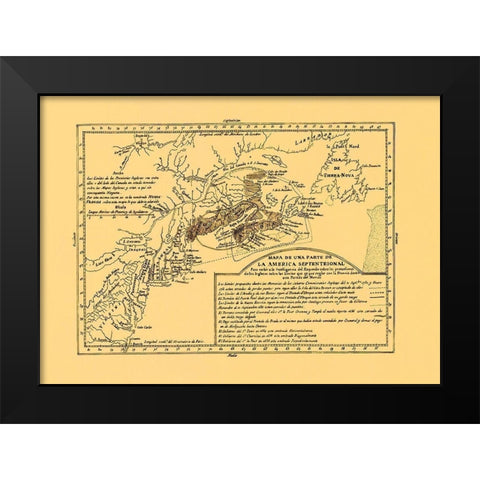 North America Septentrional - 1750 Black Modern Wood Framed Art Print by Unknown