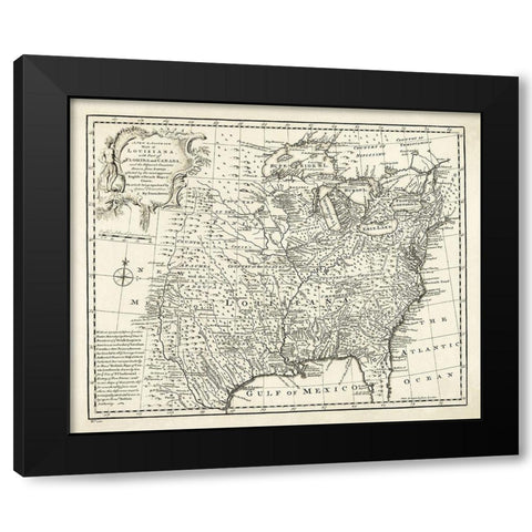 Louisiana with Florida Canada - Bowen 1750 Black Modern Wood Framed Art Print with Double Matting by Bowen