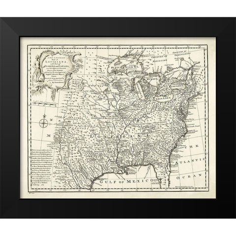 Louisiana with Florida Canada - Bowen 1750 Black Modern Wood Framed Art Print by Bowen