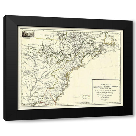 America Septentrional Divided Two Parts - Cruz Black Modern Wood Framed Art Print with Double Matting by Cruz