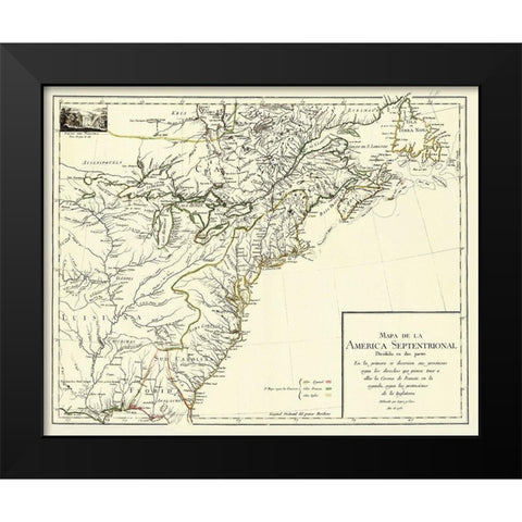 America Septentrional Divided Two Parts - Cruz Black Modern Wood Framed Art Print by Cruz