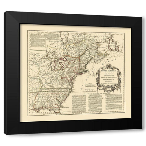 Back Settlements Course of Ohio - DAnville 1755 Black Modern Wood Framed Art Print with Double Matting by D''Anville