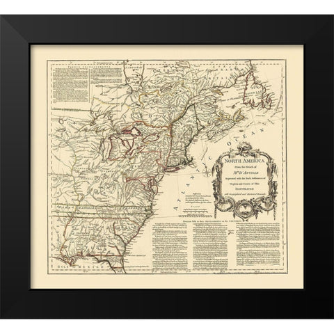 Back Settlements Course of Ohio - DAnville 1755 Black Modern Wood Framed Art Print by D''Anville
