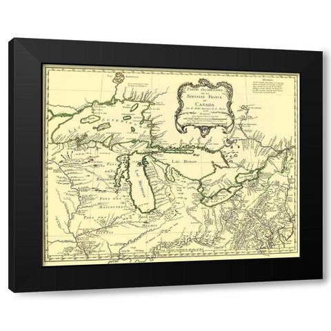 Western Part of New France Or Canada 1755 Black Modern Wood Framed Art Print with Double Matting by Unknown