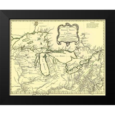 Western Part of New France Or Canada 1755 Black Modern Wood Framed Art Print by Unknown
