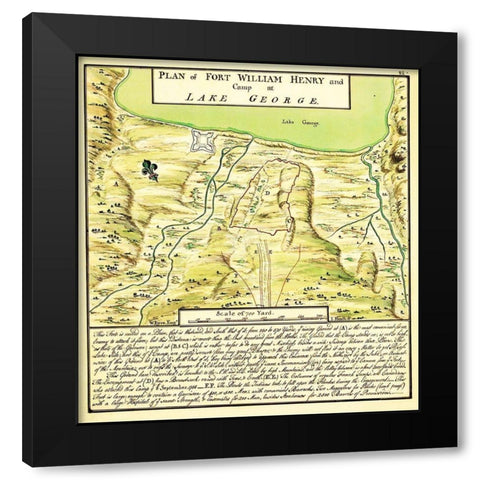 Plan of Fort William Henry at Lake George 1750 Black Modern Wood Framed Art Print with Double Matting by Unknown
