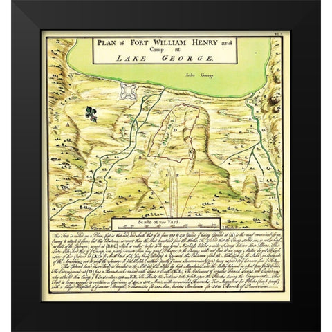 Plan of Fort William Henry at Lake George 1750 Black Modern Wood Framed Art Print by Unknown