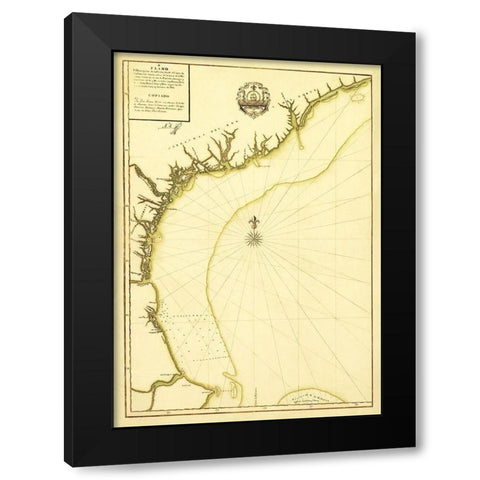 South Carolina Cape Canaveral Coast - Linares 1756 Black Modern Wood Framed Art Print with Double Matting by Linares