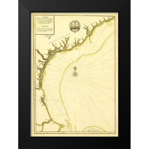 South Carolina Cape Canaveral Coast - Linares 1756 Black Modern Wood Framed Art Print by Linares