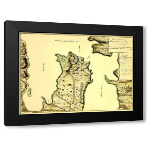 Fort Fortresses at Crown Point - 1759 Black Modern Wood Framed Art Print by Unknown
