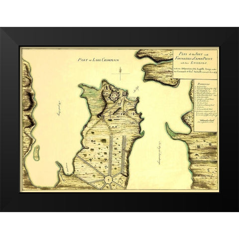 Fort Fortresses at Crown Point - 1759 Black Modern Wood Framed Art Print by Unknown