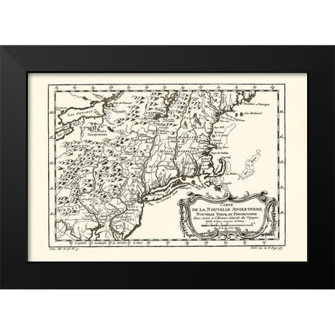 New England New York Pennsylvania - 1757 Black Modern Wood Framed Art Print by Unknown