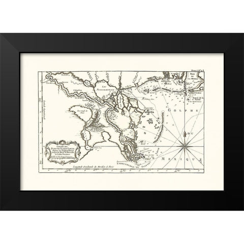 Louisiana Mississippi Alabama - 1760 Black Modern Wood Framed Art Print by Unknown