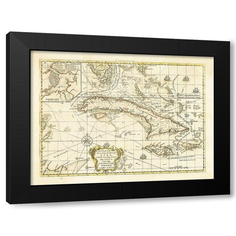 Currents Ships Courses Cuba - 1762 Black Modern Wood Framed Art Print with Double Matting by Unknown