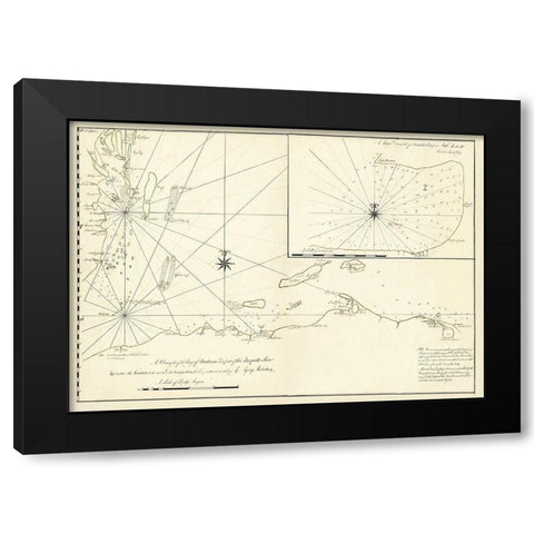 Bay of Honduras with Mosquito Shore - 1760 Black Modern Wood Framed Art Print with Double Matting by Unknown