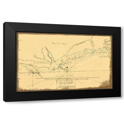 Florida Coast Cape Blaise to Apalachie Black Modern Wood Framed Art Print with Double Matting by Slowley