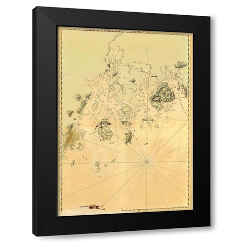 Maine Frenchmans Bay Mosquito Harbor Black Modern Wood Framed Art Print by Des Barres