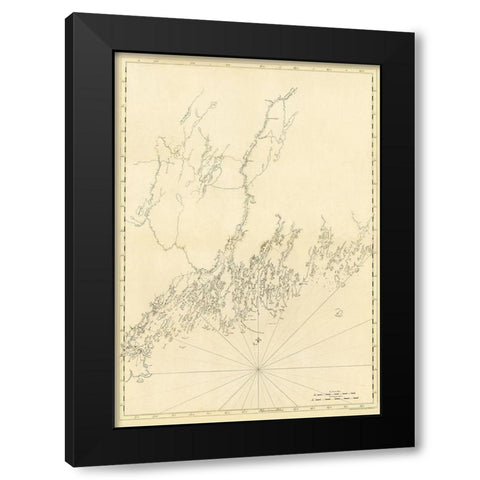 Mosquito Head Spurwink River - Des Barres 1770 Black Modern Wood Framed Art Print by Des Barres