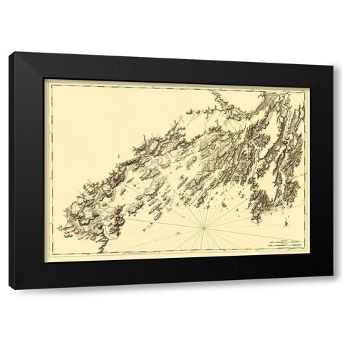 Salter Island to Portland Head - Des Barres 1770 Black Modern Wood Framed Art Print with Double Matting by Des Barres