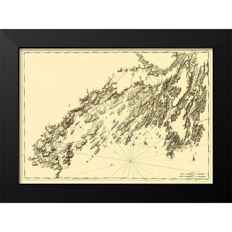 Salter Island to Portland Head - Des Barres 1770 Black Modern Wood Framed Art Print by Des Barres