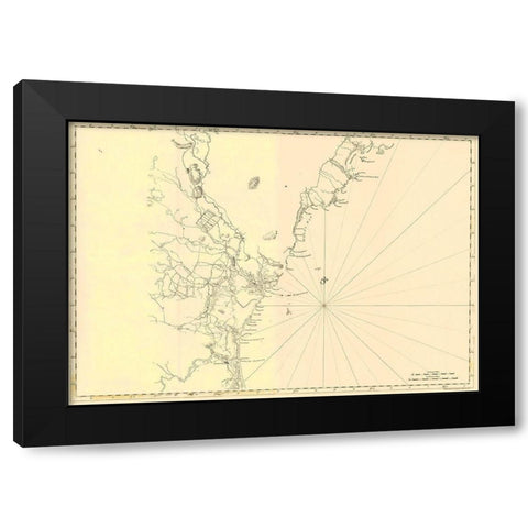 New England Cape Elizabeth Newburyport Black Modern Wood Framed Art Print with Double Matting by Des Barres