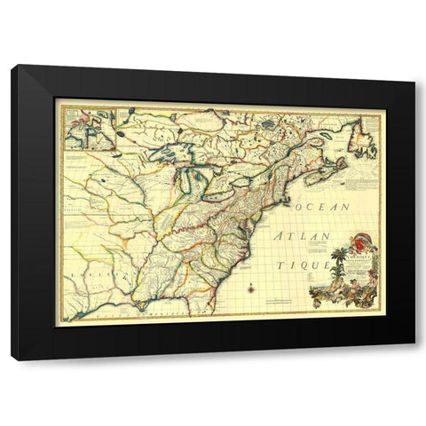 America Septentrionale - Le Rouge 1777 Black Modern Wood Framed Art Print with Double Matting by Le Rouge