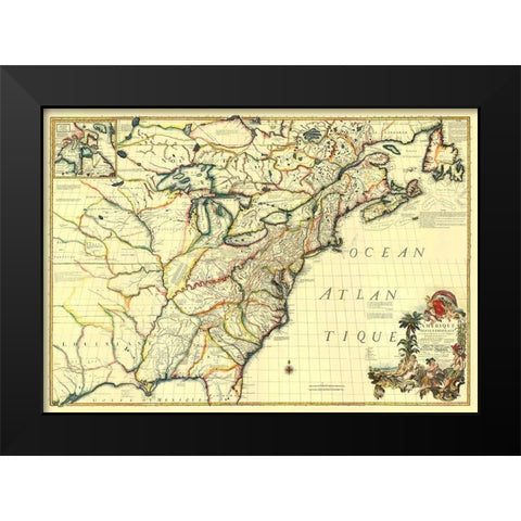 America Septentrionale - Le Rouge 1777 Black Modern Wood Framed Art Print by Le Rouge