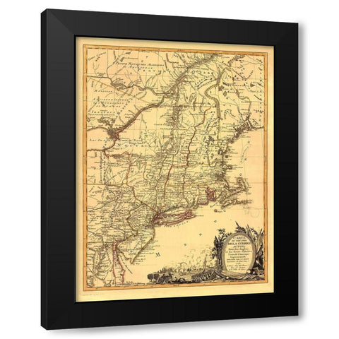 Theatre War English with Thirteen Colonies Black Modern Wood Framed Art Print by Eliot