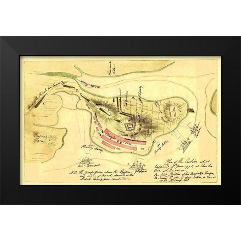 Action June 17th 1775 at Charles Town - Page 1775 Black Modern Wood Framed Art Print by Page