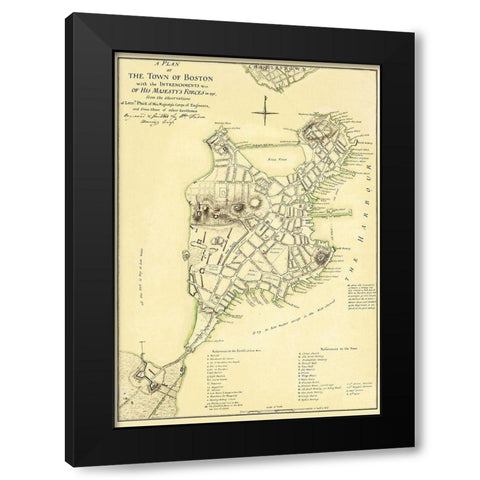 Boston Intrenchments His Majestys Forces Black Modern Wood Framed Art Print with Double Matting by Page