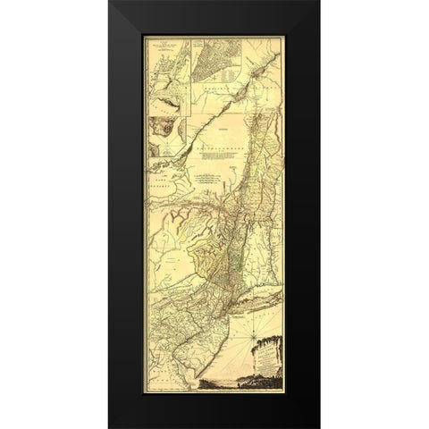 Provinces of New York New Jersey - Pownall 1776 Black Modern Wood Framed Art Print by Pownall