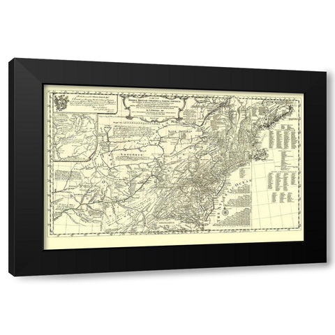 British Colonies in North America - Pownall 1776 Black Modern Wood Framed Art Print by Pownall