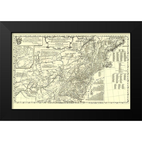 British Colonies in North America - Pownall 1776 Black Modern Wood Framed Art Print by Pownall