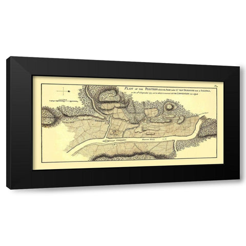 Position Burgoyne Took at Saratoga -  1777 Black Modern Wood Framed Art Print by Unknown