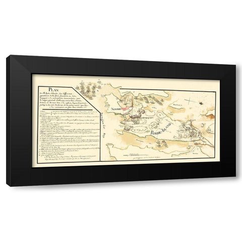 Rhode Island - Lafayette 1778 Black Modern Wood Framed Art Print with Double Matting by Lafayette