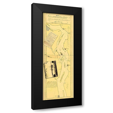 River Delaware Position Majestys Ships Nov 15 1777 Black Modern Wood Framed Art Print by Hunter