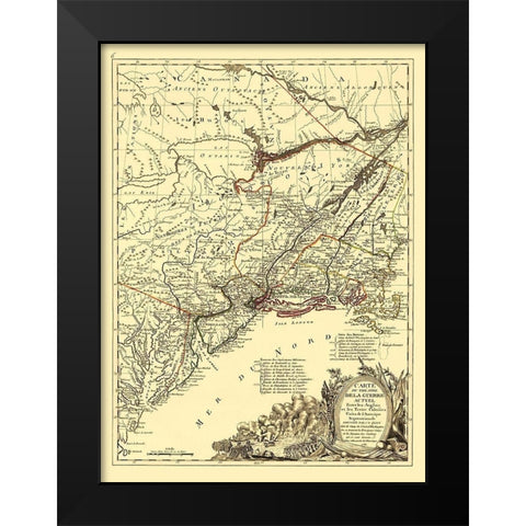 English with Thirteen Colonies North America Black Modern Wood Framed Art Print by Eliot