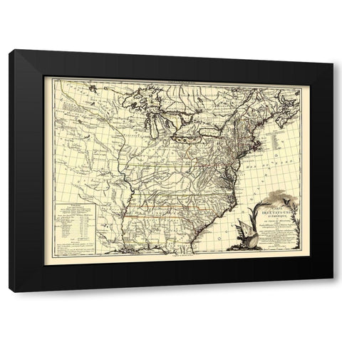 United States Course of Mississippi Black Modern Wood Framed Art Print with Double Matting by Brion de la Tour