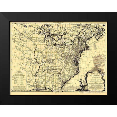United States Course of Mississippi Black Modern Wood Framed Art Print by Brion de la Tour