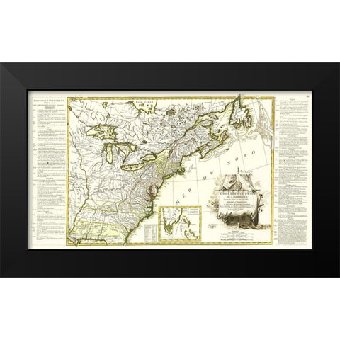 United States of America - Lattre 1784 Black Modern Wood Framed Art Print by Lattre