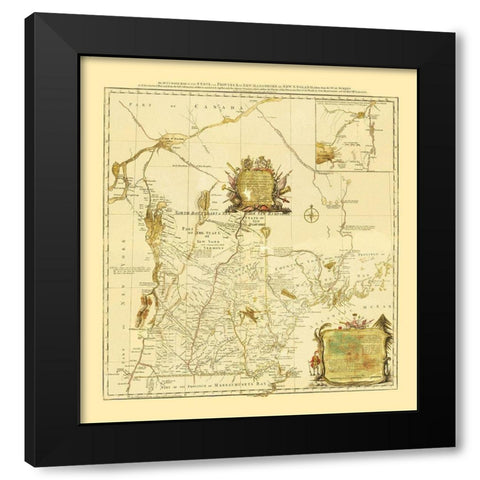 New Hampshire in New England - Blanchard 1783 Black Modern Wood Framed Art Print with Double Matting by Blanchard