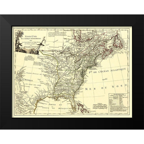 United States with Royal Isles of Newfoundland Black Modern Wood Framed Art Print by Unknown