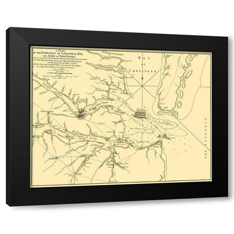 Entrance Chesapeak Bay with James York Rivers Black Modern Wood Framed Art Print with Double Matting by Faden