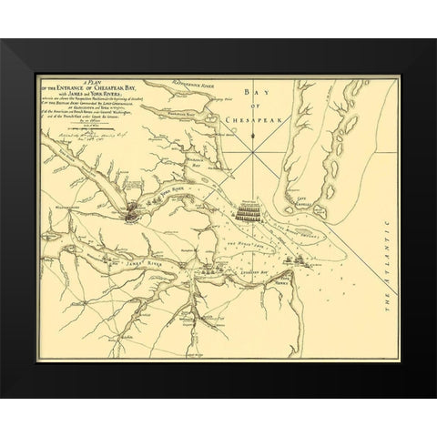 Entrance Chesapeak Bay with James York Rivers Black Modern Wood Framed Art Print by Faden
