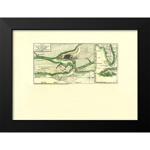 Port of St Augustine in Florida - Lopez 1783 Black Modern Wood Framed Art Print by Lopez